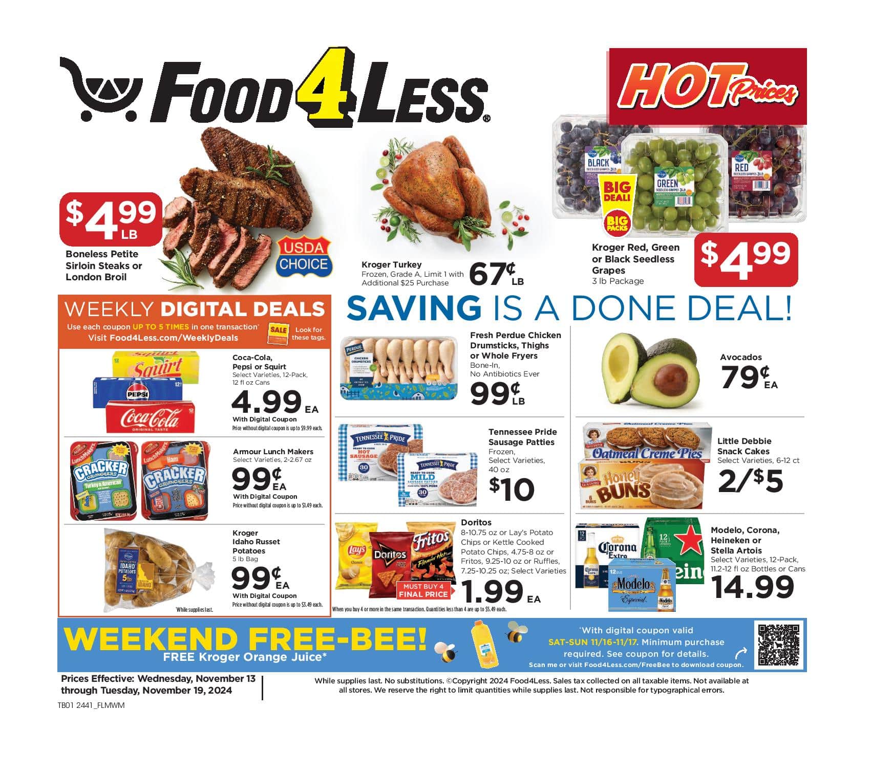 Food 4 Less Weekly Ad 11 13 24 - Page 1